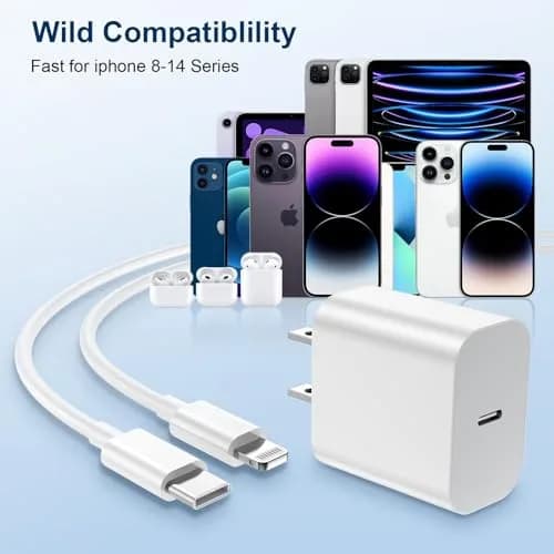 GREPHONE iPhone Charger Fast Charger 6FT Lightning Cable | 4-Pack USB C Wall Adapters thumbnail 2