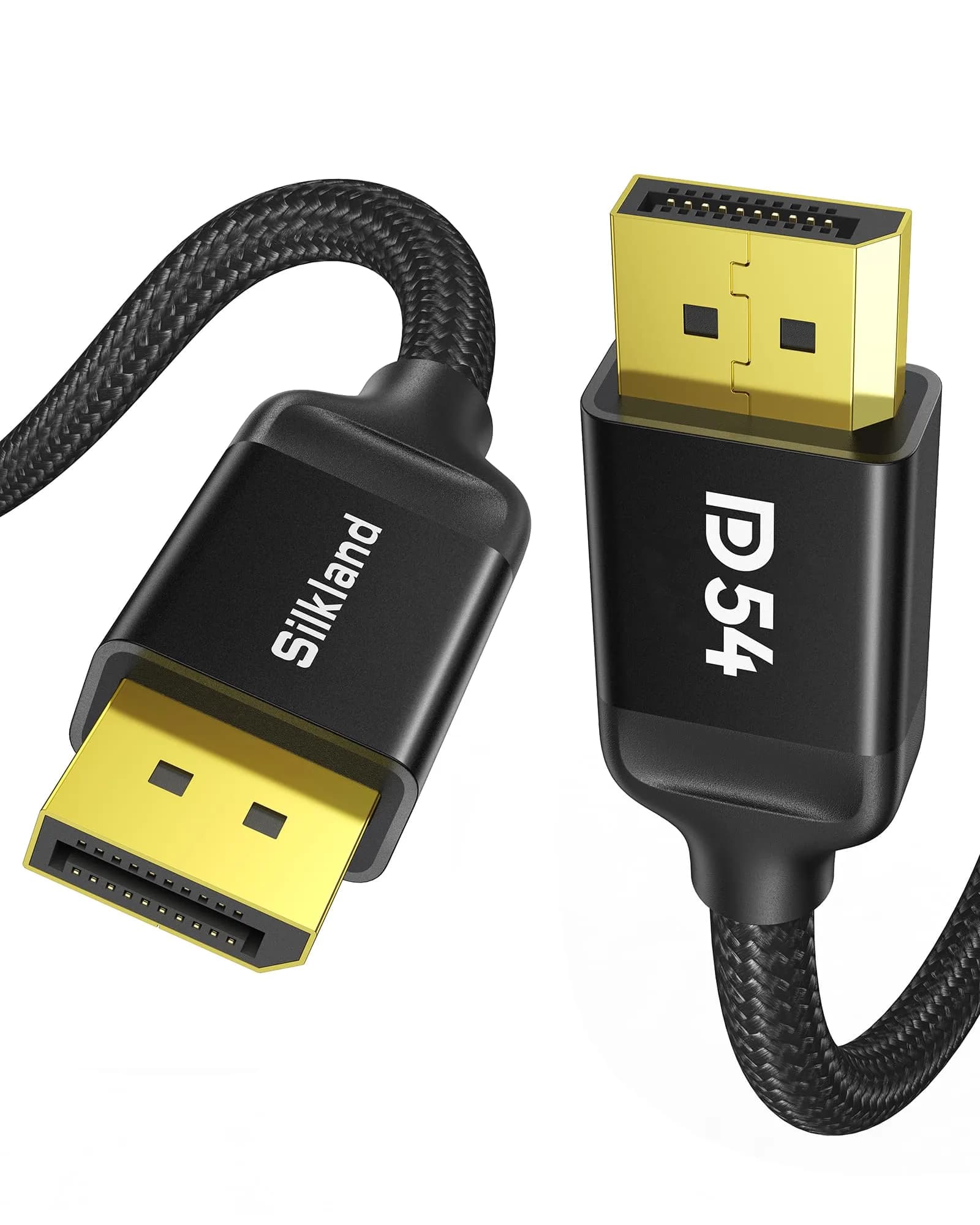 Silkland 54Gbps 16K DisplayPort Cable 2.1, 3.3FT | VESA Certified 16K Support for Gaming & High-Res Monitors — Black / 15 Feet