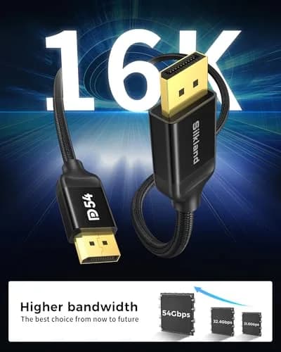 Silkland DisplayPort 2.1 Cable 15FT | 16K HDR, 54Gbps, Gold-Plated Connectors thumbnail 8
