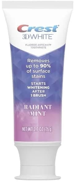 Crest 3D White Radiant Mint Toothpaste 76g (2.7 Oz) - Pack of 3 | Removes 90% Surface Stains thumbnail 3
