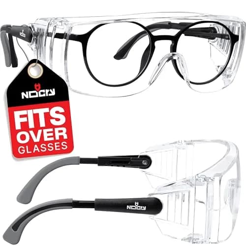 NoCry Over-the-Glasses Safety Glasses with Side Shields, UV380 Protection, ANSI Z87 Rated — Clear Lens thumbnail 1