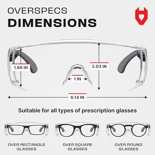 NoCry Over-the-Glasses Safety Glasses with Side Shields, UV380 Protection, ANSI Z87 Rated — Clear Lens thumbnail 5