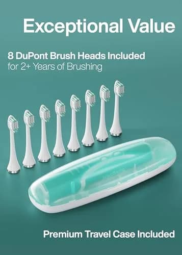 Aquasonic Vibe Series Ultra-Whitening Toothbrush with 8 Brush Heads & Travel Case - Mint Green Metallic (1 Count) thumbnail 5