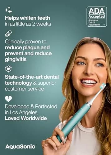 Aquasonic Vibe Series Ultra-Whitening Toothbrush with 8 Brush Heads & Travel Case - Mint Green Metallic (1 Count) thumbnail 6