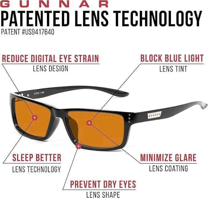 Gunnar Riot Onyx Amber Max Blue Light Blocking Computer Glasses 57 mm | Patented Lens Technology - view 7