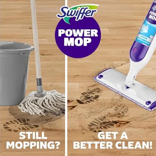 Swiffer PowerMop Mopping Kit with 2 Pads, 1 Solution Refill & 2 Batteries | Cleans Floors in Half the Time thumbnail 4