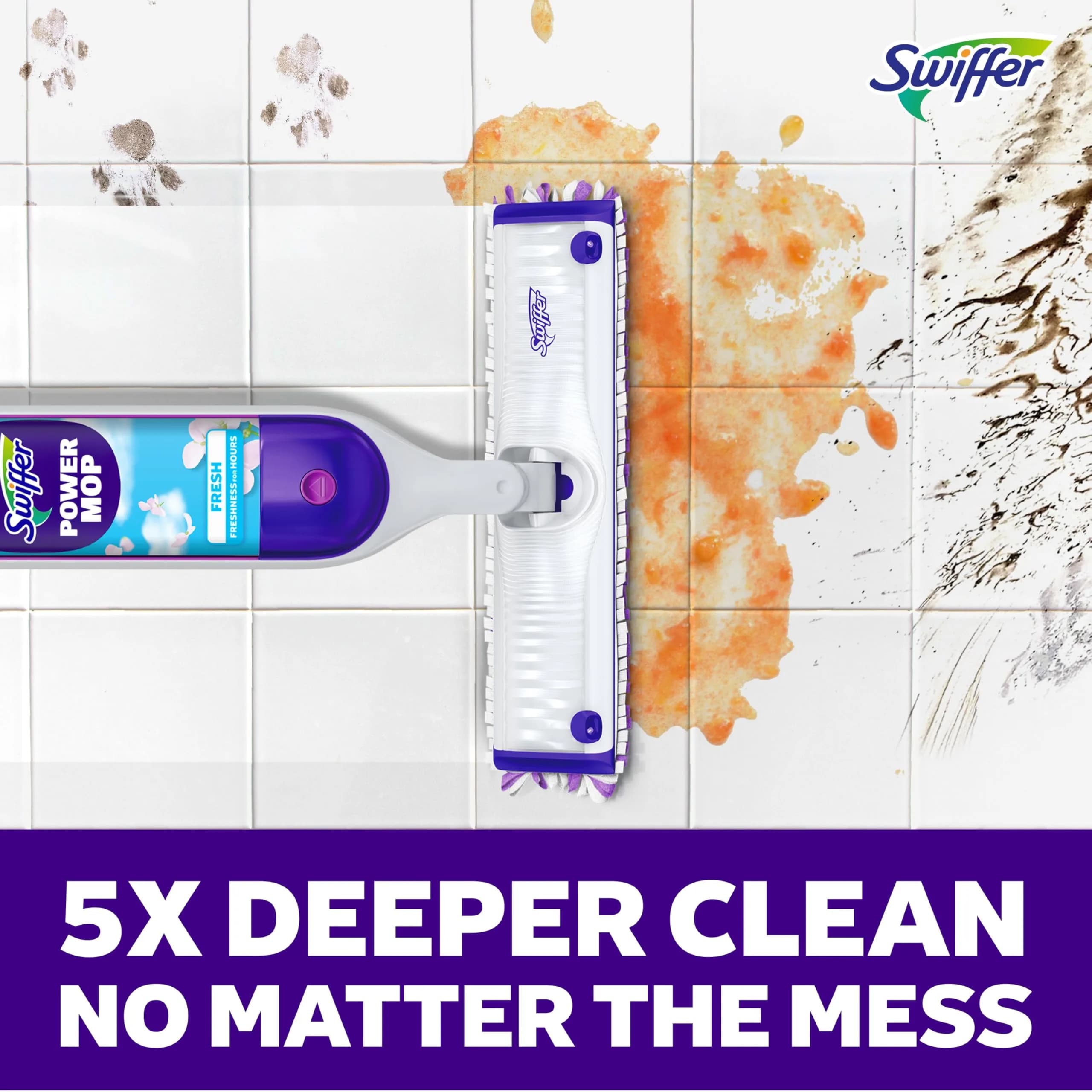 Swiffer PowerMop Mopping Kit with 2 Pads, 1 Solution Refill, 2 Batteries | All-in-One Electric Spray Cleaner for Multi-Surface and Wood Floors - view 6