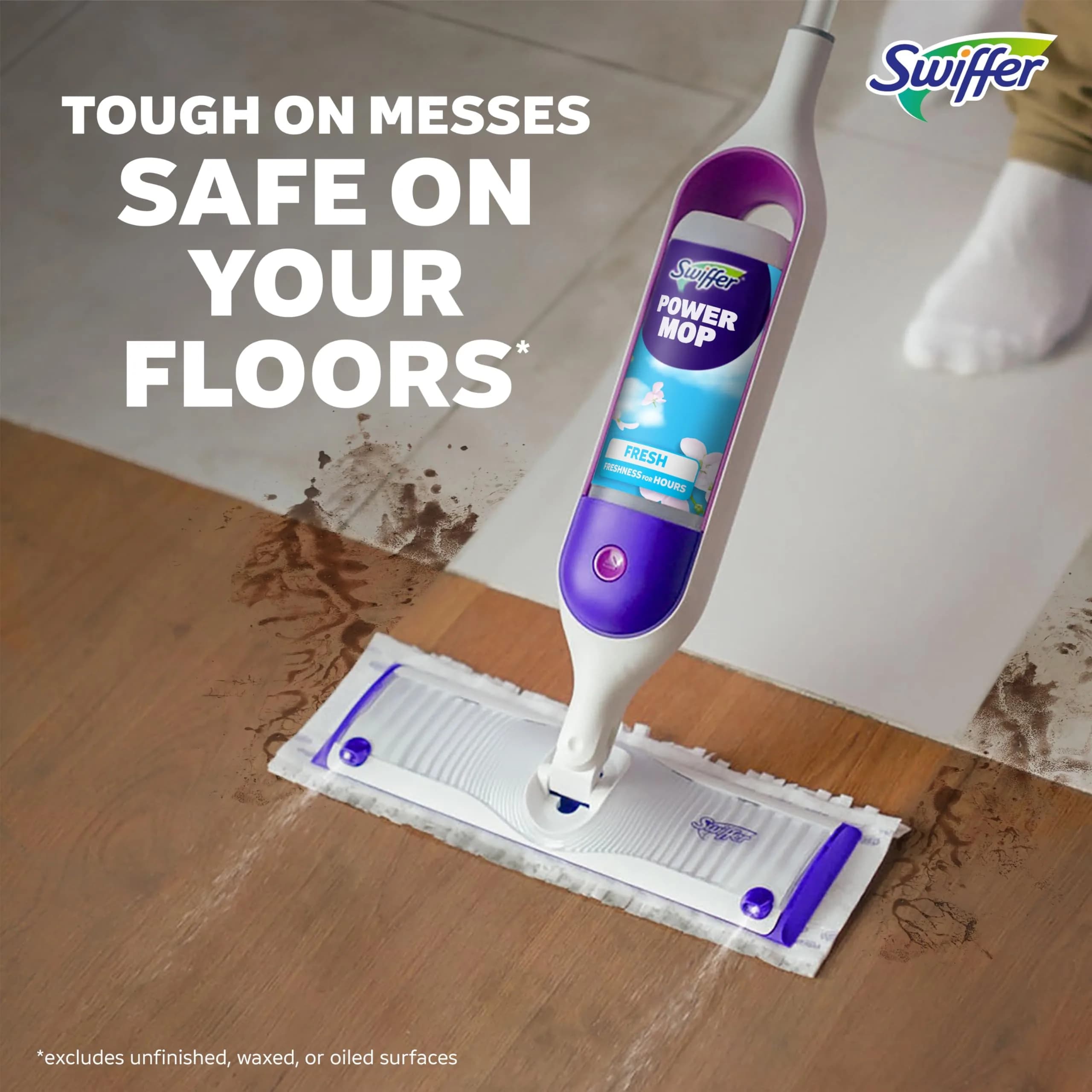 Swiffer PowerMop Mopping Kit with 2 Pads, 1 Solution Refill, 2 Batteries | All-in-One Electric Spray Cleaner for Multi-Surface and Wood Floors - view 8