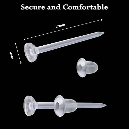 Nkwuire Clear Plastic Earrings 200 PCS | Invisible Studs for Sports, Work, DIY thumbnail 2