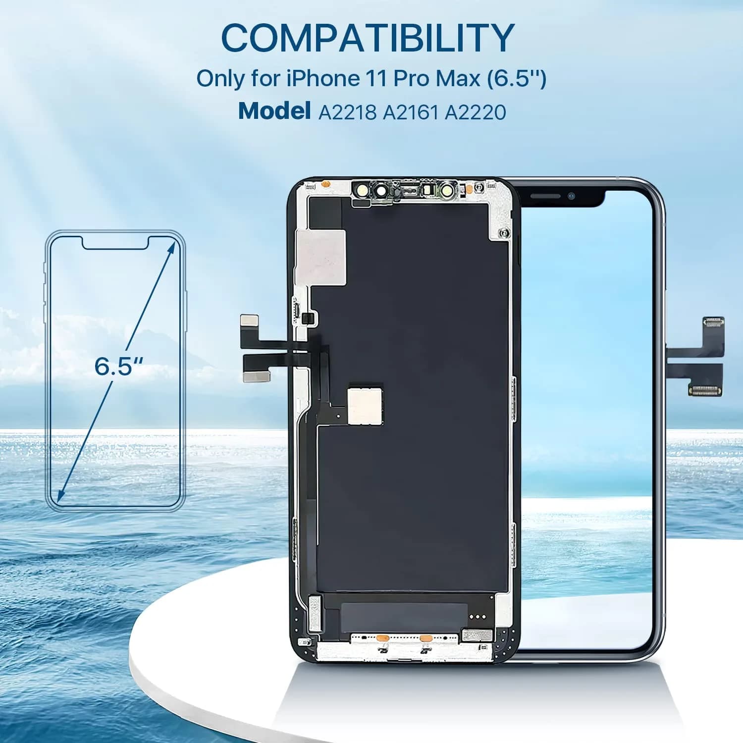 FFtopu iPhone 11 Pro Max Screen Replacement Kit 6.5'' LCD Display 3D Touch Full HD Digitizer 156 g (5.5 oz) | Repair Your Phone Screen - view 2