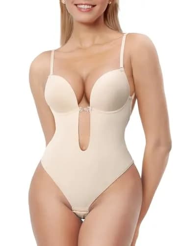 Decorus Backless Bodysuit Strapless | Low-Back Thong Body-shaper for Women, Seamless, Open-back, Wedding-Ready (70-120 chars) thumbnail 1