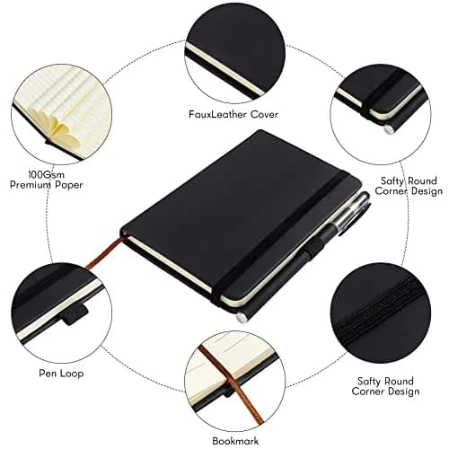 Animusphere 2-Pack Pocket Notebook 14.5cm (5.7 inches) | Classic Leather Cover, 200 Pages, Pen Holder thumbnail 5