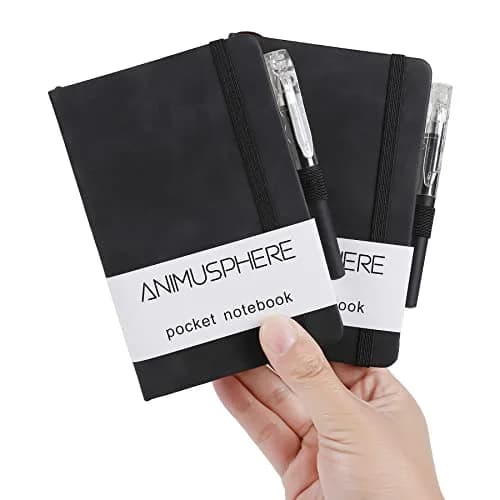 Animusphere 2-Pack Pocket Notebook 14.5cm (5.7 inches) | Classic Leather Cover, 200 Pages, Pen Holder thumbnail 1