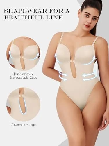Decorus Backless Bodysuit Strapless Low-Back Thong Body-shaper | Seamless Wedding Shapewear (XX-Large) thumbnail 2
