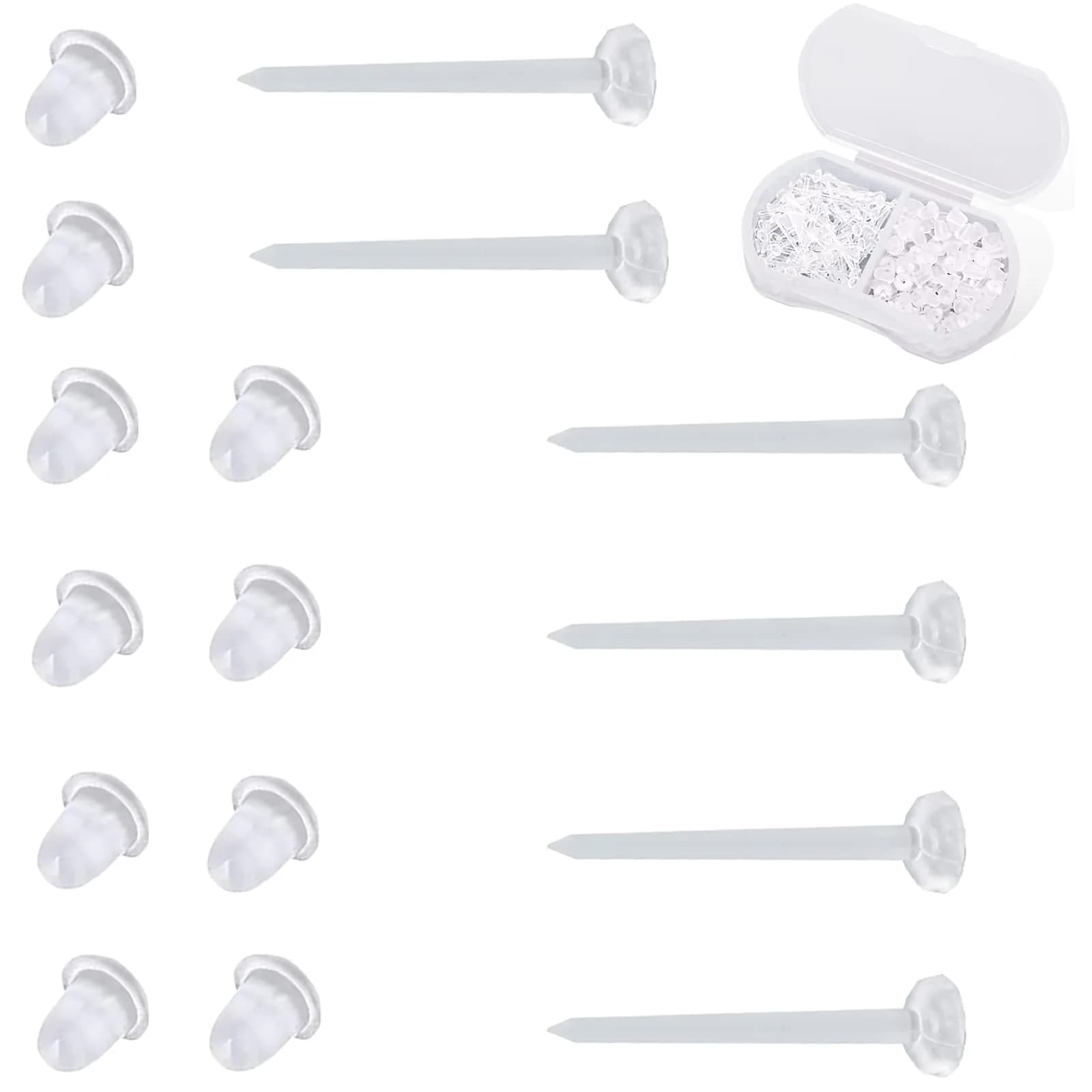 Nkwuire Clear Ball Plastic Earrings - 200 PCS Invisible Studs for Sports, Work, DIY - main product image