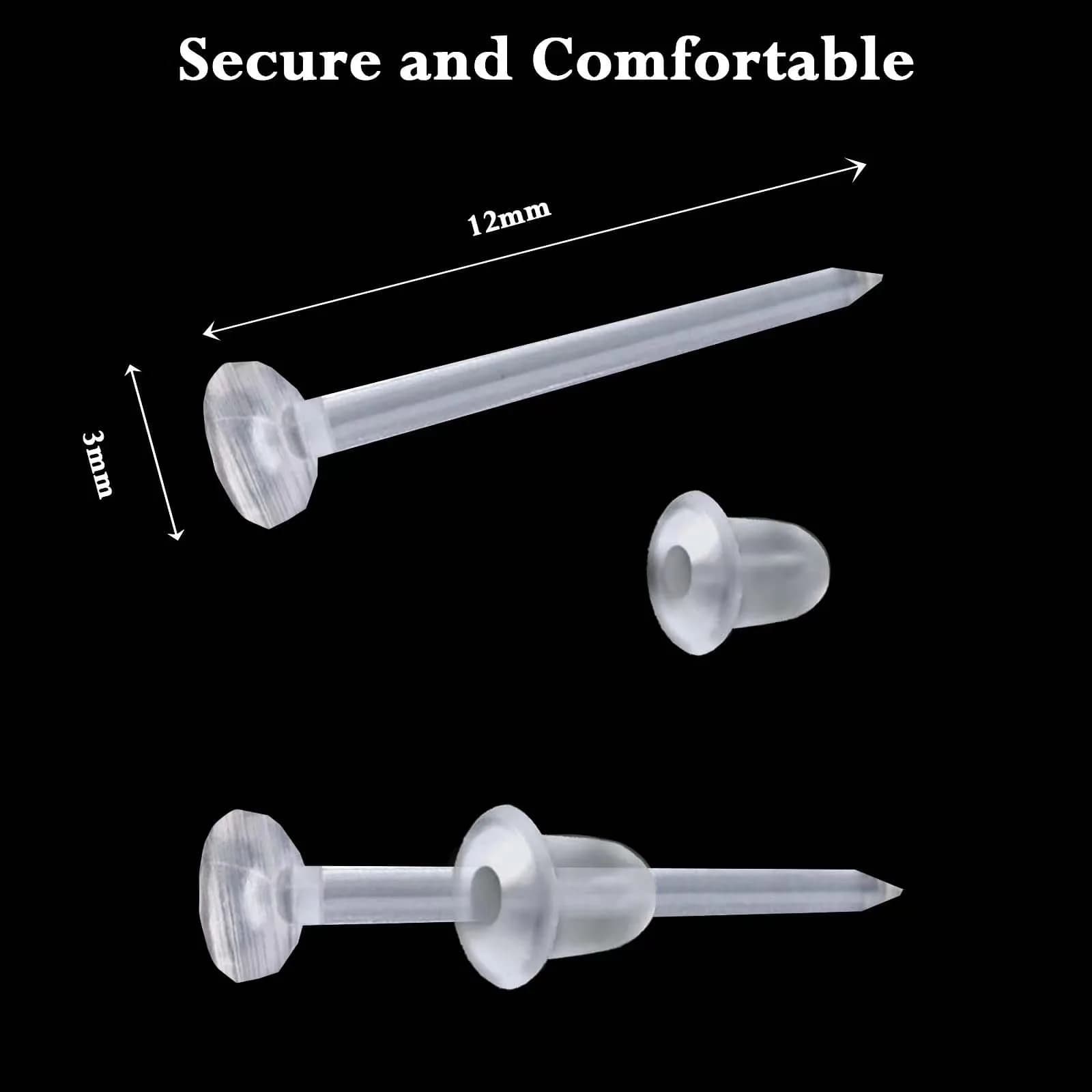 Nkwuire Clear Ball Plastic Earrings - 200 PCS Invisible Studs for Sports, Work, DIY - view 2