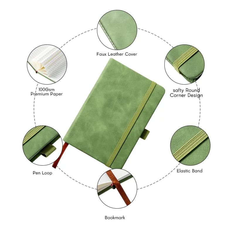 Animusphere Green Leather Pocket Notebook 10.2cm x 14.5cm (4" x 5.7") | 200 Pages, Lay-Flat Binding thumbnail 5