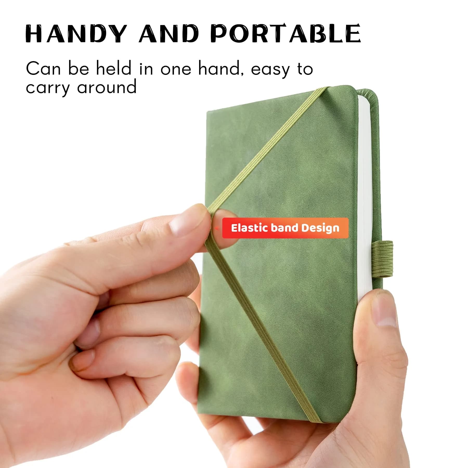 Animusphere Green-withpen Pocket Notebook - 4" x 5.7", 200 Pages, Leather Cover, Pen Holder - view 2