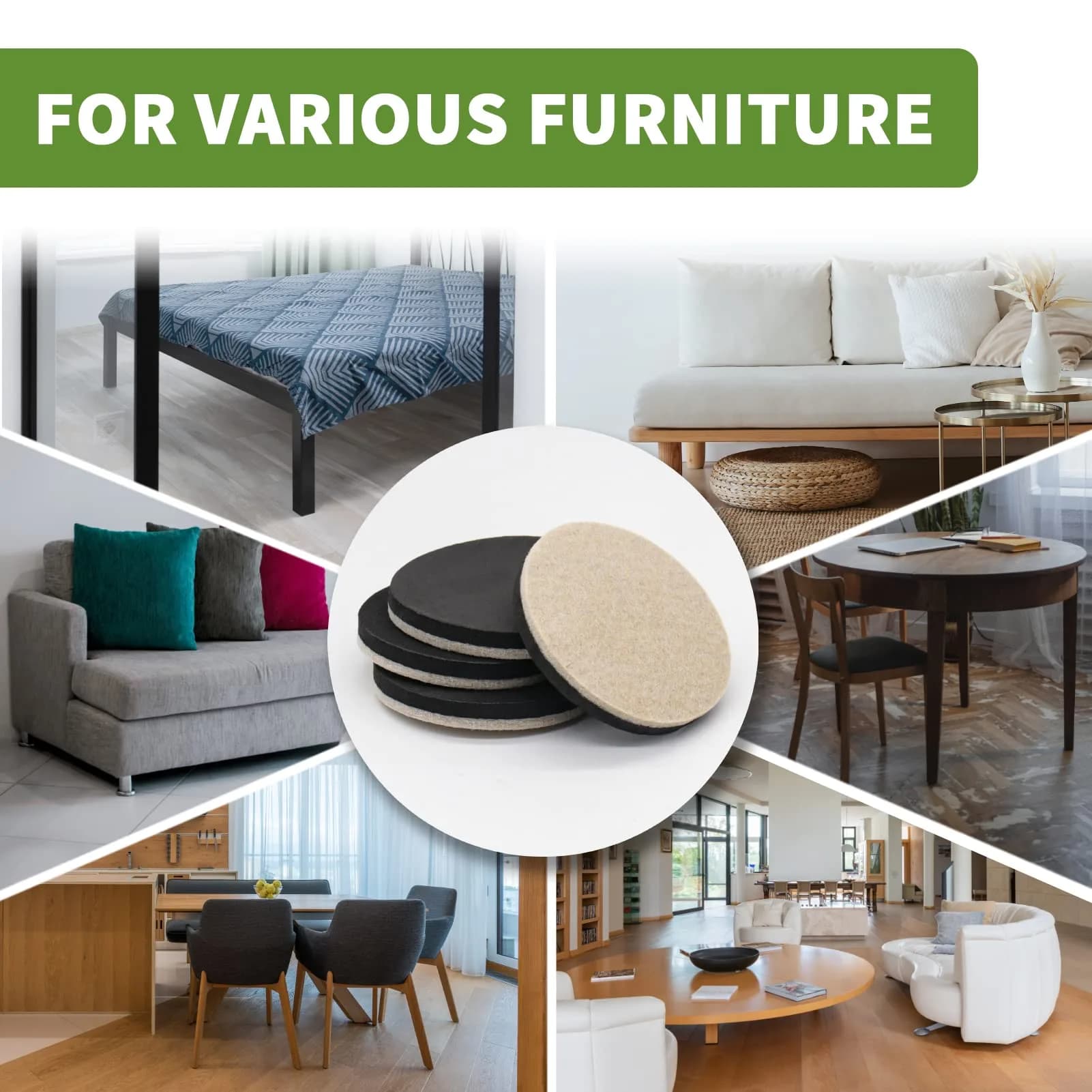 COVERCORNER Furniture Sliders for Hardwood Floors 8 PCS, 3 1/2" (8.9 cm) | Protects Floors & Moves Heavy Furniture Easily - view 6