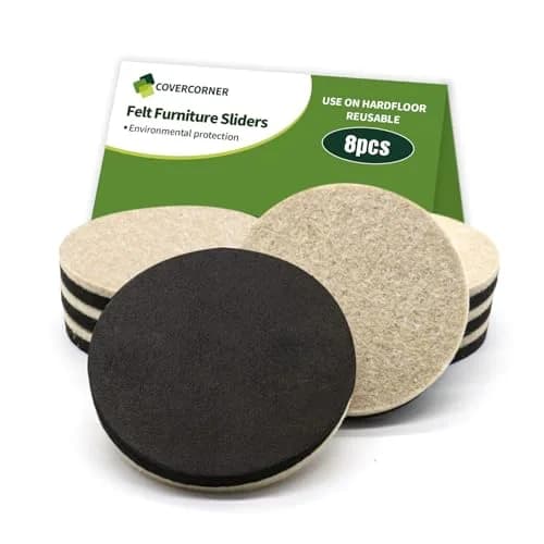 COVERCORNER Furniture Sliders for Hardwood Floors 8 PCS, 3 1/2" (8.9 cm) | Protects Floors & Moves Heavy Furniture Easily thumbnail 1