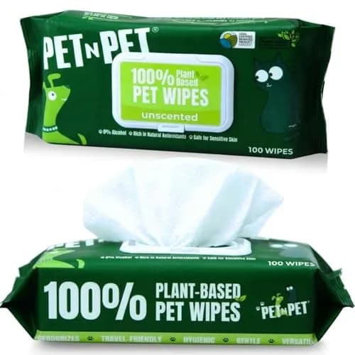 PET N PET Dog Wipes 100 Count Unscented Hypoallergenic | Waterless Pet Grooming Wipes for Paws & Face thumbnail 1