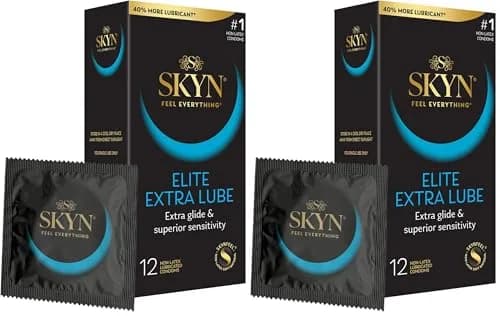 SKYN Extra Lube Condoms, Latex-Free, 12 Count (Pack of 2) | Lubricated Polyisoprene Condoms thumbnail 1