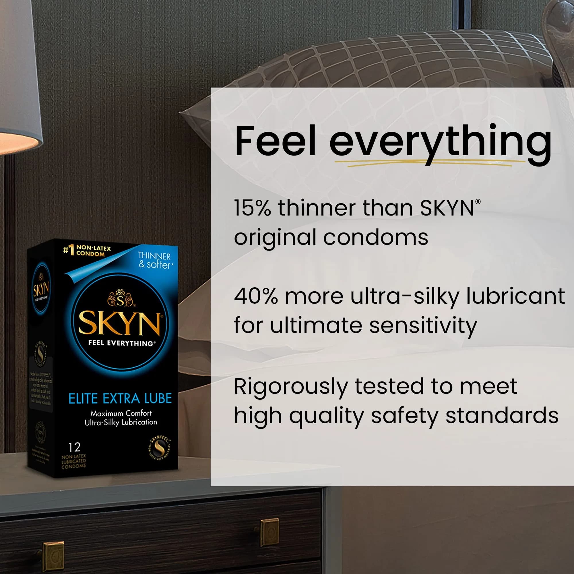 SKYN Extra Lube Condoms, Latex-Free, 12 Count (Pack of 2) | Lubricated Polyisoprene Condoms - view 3