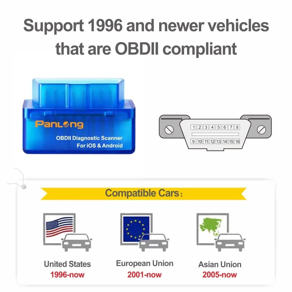 Panlong Bluetooth OBD2 Scanner for iOS Android | Reads & Clears Engine Codes - view 6