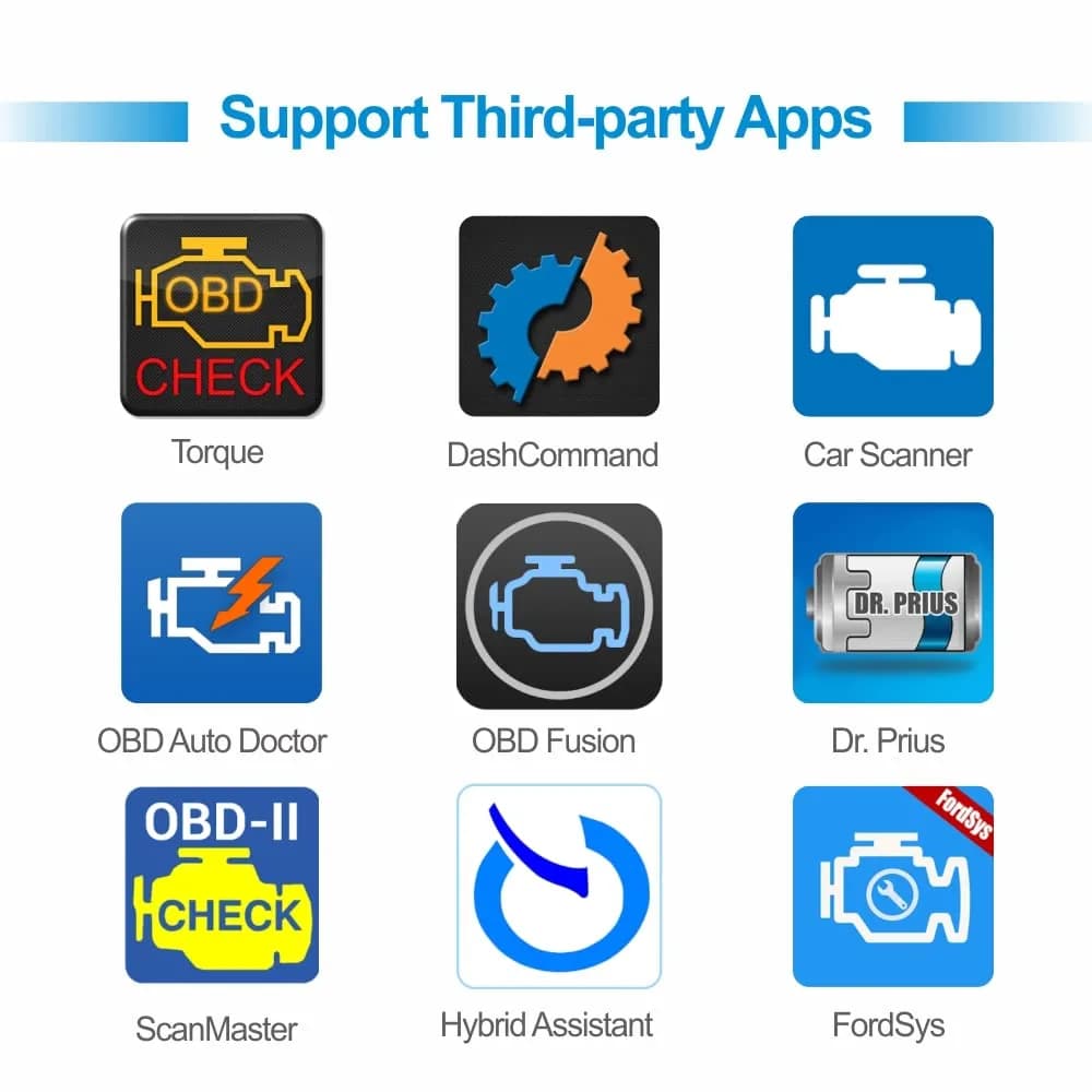 Panlong Bluetooth OBD2 Scanner for iOS Android | Reads & Clears Engine Codes - view 7