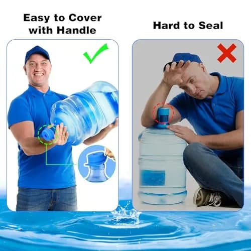 U-Goforst 6 PCS 3 & 5 Gallon Water Jug Caps - Blue Silicone Reusable Bottle Covers | Non-Spill & Leak-Free thumbnail 7