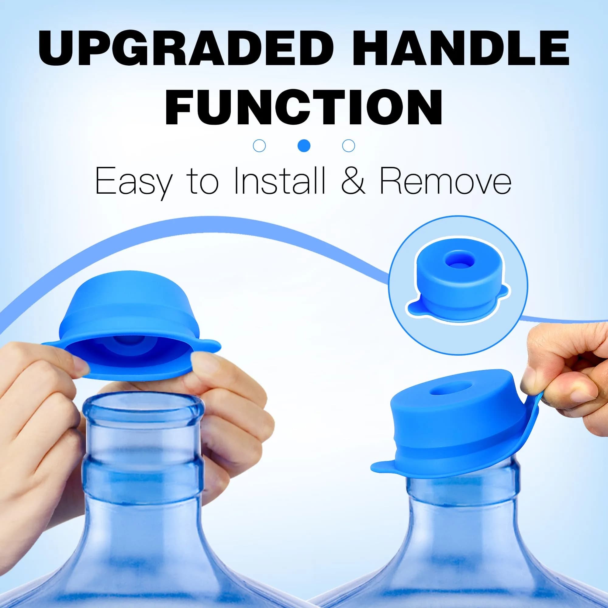 U-Goforst 4 Piece Blue Silicone Water Jug Caps for 3 & 5 Gallon Bottles - view 2