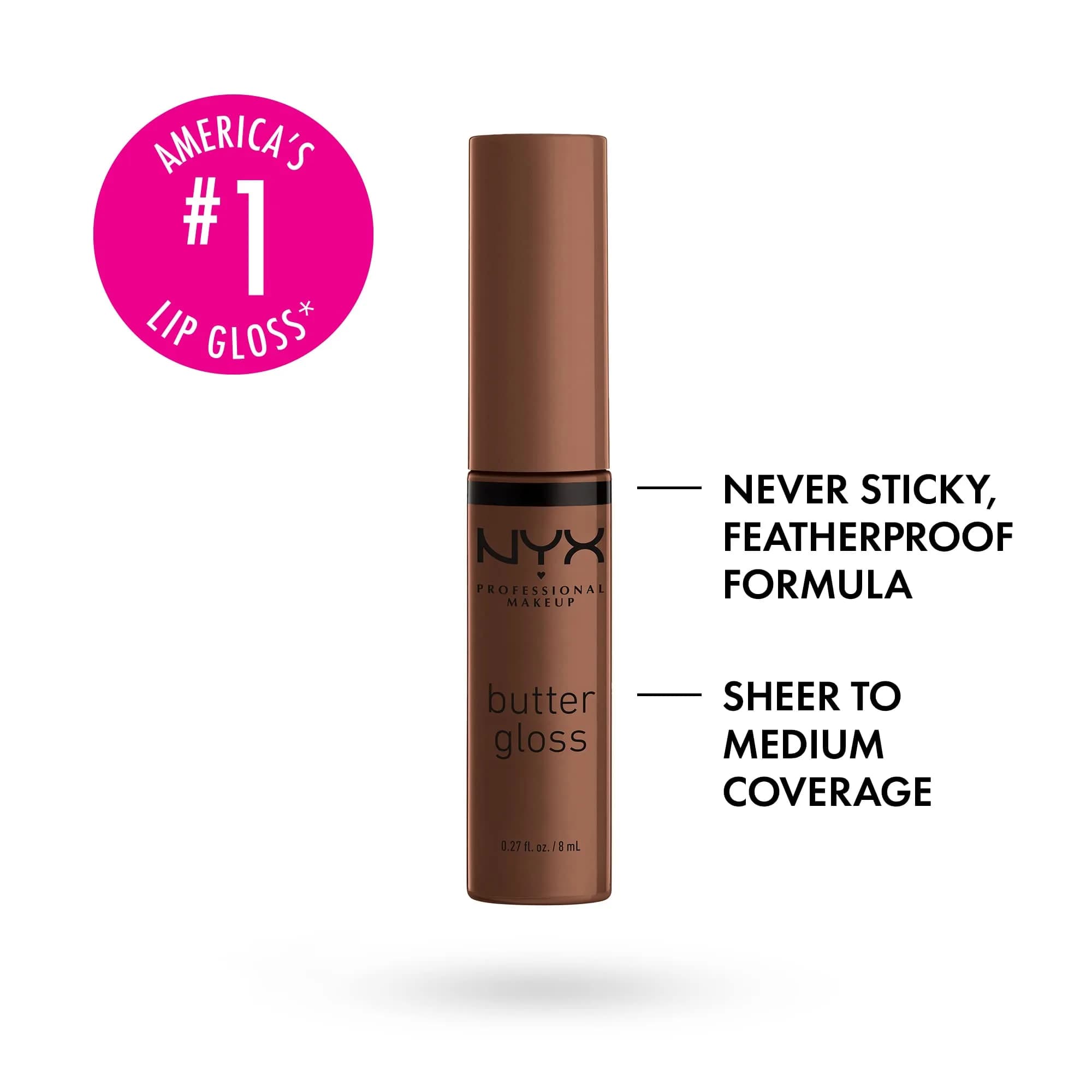 NYX PROFESSIONAL MAKEUP Butter Gloss Lip Gloss - Fudge Me (Warm Brown), Pack of 2 | Non-Sticky, Sheer to Medium Coverage for Brown Skin Tones - view 2
