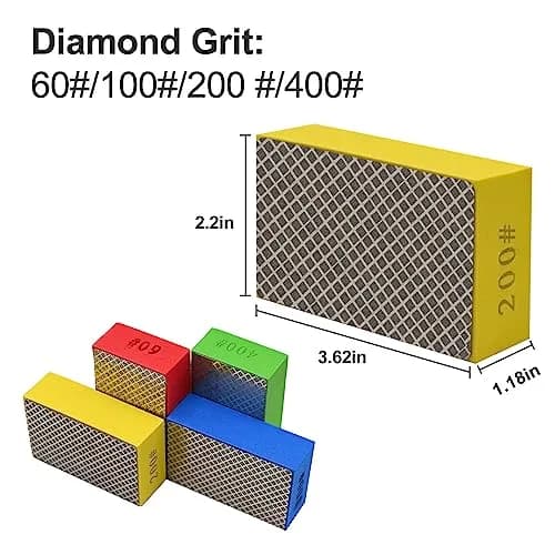 EGOFIX Diamond Hand Polishing Pads Set 92x57x31mm (4PCS, 60-400 Grit) | For Tile, Glass, Stone & Metal thumbnail 5