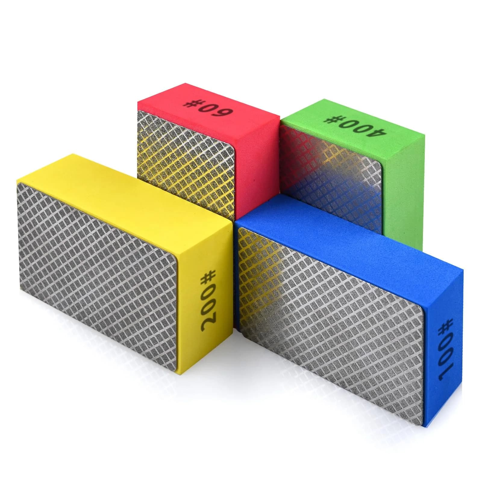 EGOFIX Diamond Hand Polishing Pads Set 92x57x31mm (4PCS, 60-400 Grit) | For Tile, Glass, Stone & Metal - main product image