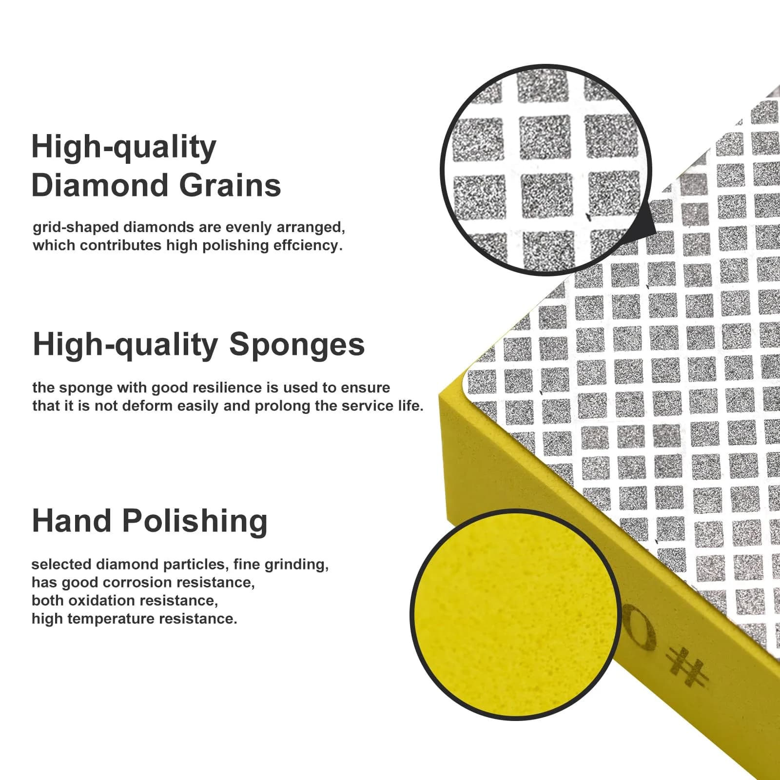 EGOFIX Diamond Hand Polishing Pads Set 92x57x31mm (4PCS, 60-400 Grit) | For Tile, Glass, Stone & Metal - view 2