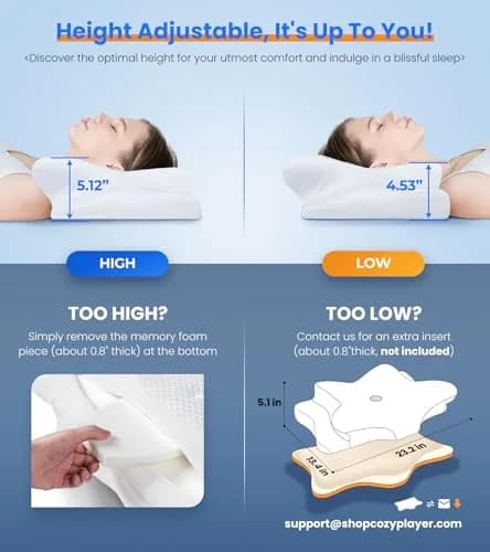 Cozyplayer Ultra Pain Relief Cooling Pillow for Neck Support, Adjustable Cervical Pillow 57cm x 34cm (22.4" x 13.4") thumbnail 4