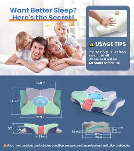 Cozyplayer Ultra Pain Relief Cooling Pillow for Neck Support, Adjustable Cervical Pillow 57cm x 34cm (22.4" x 13.4") thumbnail 7