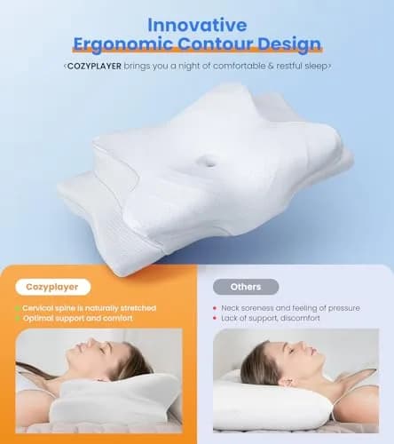 Cozyplayer Ultra Pain Relief Cooling Pillow for Neck Support, Adjustable Cervical Pillow 57cm x 34cm (22.4" x 13.4") thumbnail 2