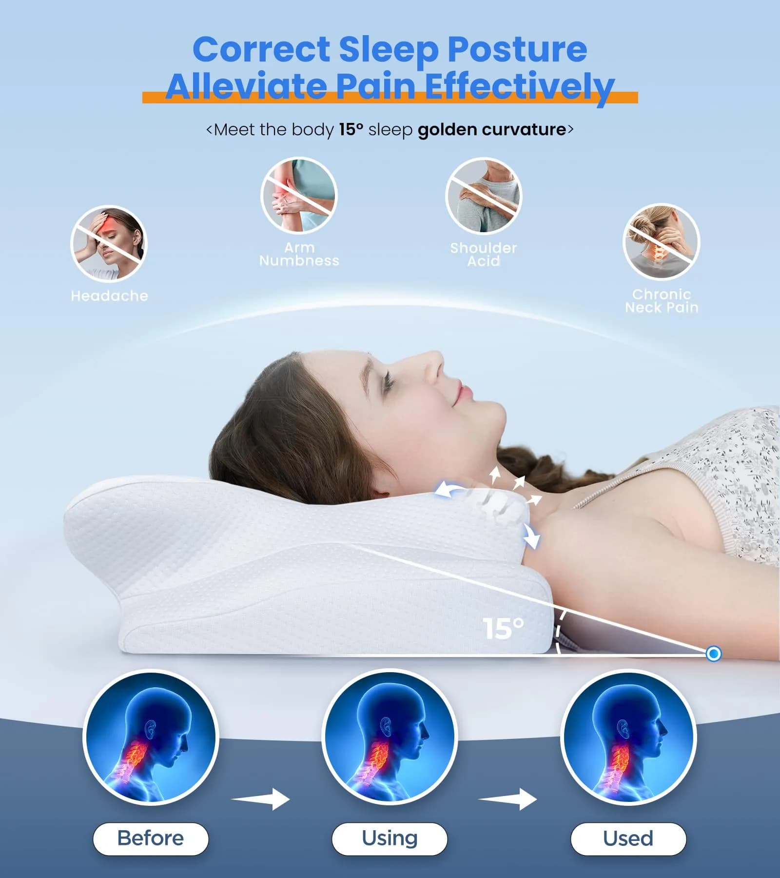 Cozyplayer Ultra Pain Relief Cooling Pillow for Neck Support, Adjustable Cervical Pillow 57cm x 34cm (22.4" x 13.4") - view 3