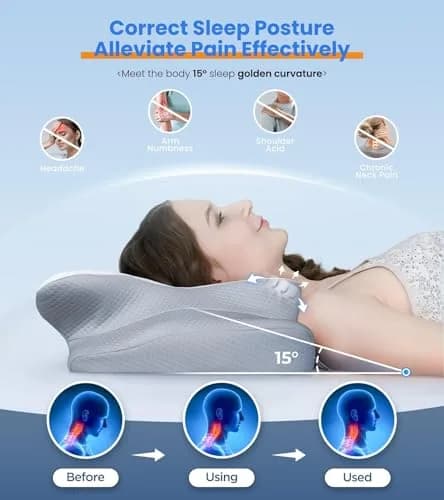 Cozyplayer Ultra Pain Relief Cooling Pillow for Neck Support, Adjustable Cervical Pillow 57cm x 34cm (22.4" x 13.4") | Orthopedic Memory Foam for Side Back Stomach Sleepers thumbnail 3
