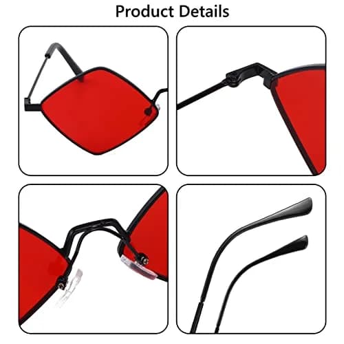 Dazzleimart Retro Diamond Shape Sunglasses for Men & Women | Trendy Metal Quadrilateral Shades UV Protection 139mm thumbnail 4