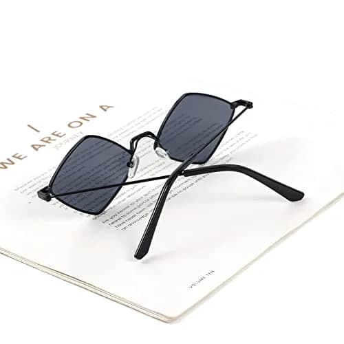 Dazzleimart Retro Diamond Shape Sunglasses for Men Women | Trendy Metal Quadrilateral UV Protection thumbnail 6