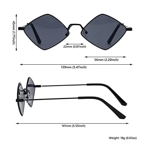 Dazzleimart Retro Diamond Shape Sunglasses for Men Women | Trendy Metal Quadrilateral UV Protection thumbnail 2