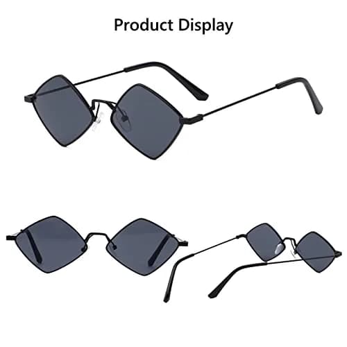 Dazzleimart Retro Diamond Shape Sunglasses for Men Women | Trendy Metal Quadrilateral UV Protection thumbnail 3