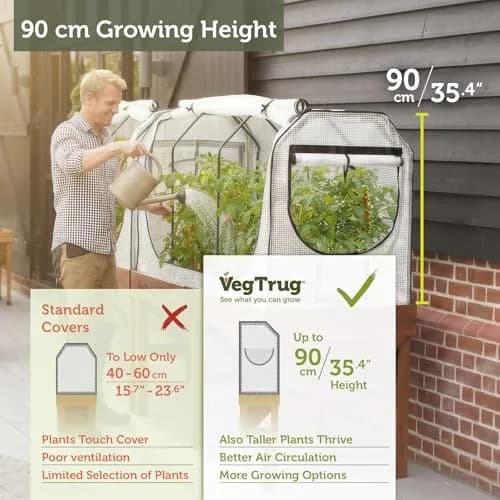 VegTrug Greenhouse Frame and Multi-Cover Set for Wall Hugger Medium 1.8m | Durable Micro Mesh & Steel Frame for Extended Growing Season thumbnail 5
