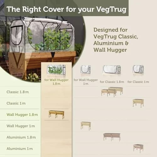VegTrug Greenhouse Frame and Multi-Cover Set for Wall Hugger Medium 1.8m | Durable Micro Mesh & Steel Frame for Extended Growing Season thumbnail 6