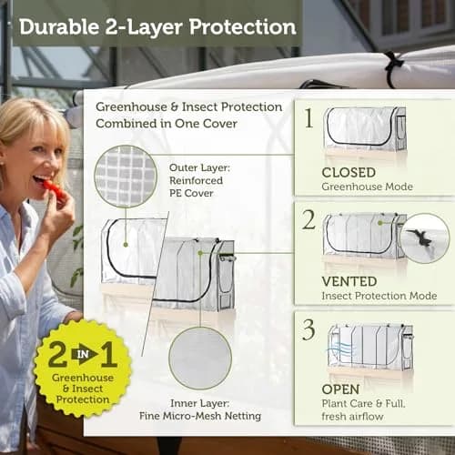 VegTrug Greenhouse Frame and Multi-Cover Set for Wall Hugger Medium 1.8m | Durable Micro Mesh & Steel Frame for Extended Growing Season thumbnail 3