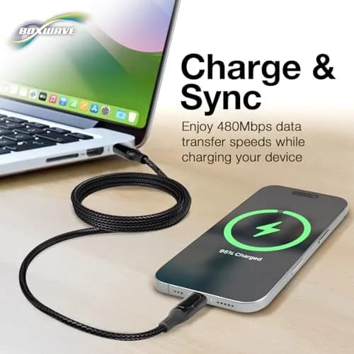BoxWave PowerDisplay PD Cable 6ft | USB-C to USB-C 100W with LED Wattage Display thumbnail 5