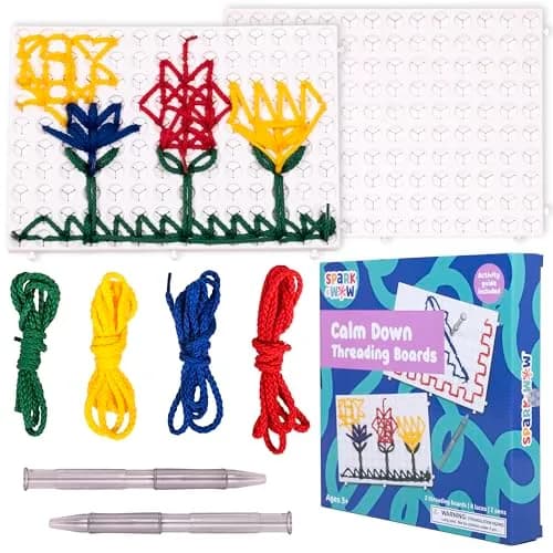 SPARK & WOW Calm Down Threading Boards Set of 2, Sensory Activity Board 19.3 cm (7.7”W x 5.5”H) | ASTM-Tested Educational Toy for Kids 3+ thumbnail 1