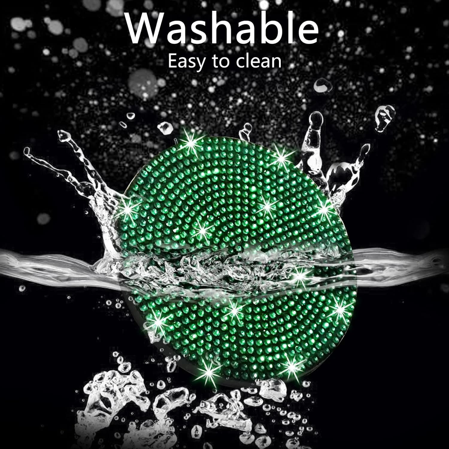 NBTEPEM Bling Car Cup Holder Coasters - 2.75 inch, 2 pcs, Green | Sparkle & Protect Your Car Interior - view 3